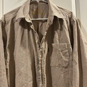 Barbour Field Tattersall Gingham Checkered Button Down Shirt long sleeve size L